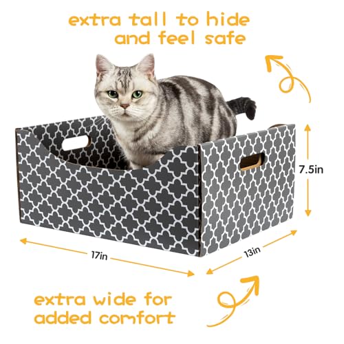 [Ultra-Large] Cardboard Cat Scratcher Box, Heavy Duty Cat Scratcher Bed with Double-Sided Scratch Pad, Sturdy and Refillable, Ideal for Scratching and Sleeping, Premium House for Indoor Cats
