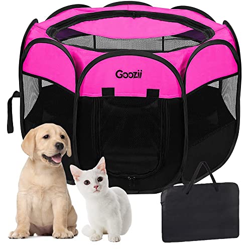 GOOZII Pet Cat Playpen for Indoor Cats Enclosed, Pink