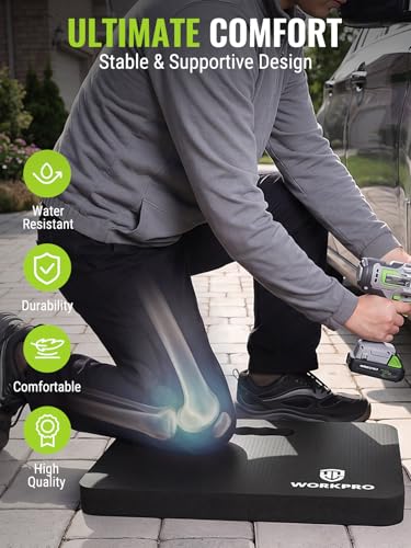 WORKPRO Extra Thick Kneeling Pad, 2 Pack, 17.5 x 11 x 1.5 in, Black | Soft NBR Foam Cushioning for Knee, Large Foam Kneeler Mat, For Gardening, Bathing Baby, Exercise, Workout Supplies