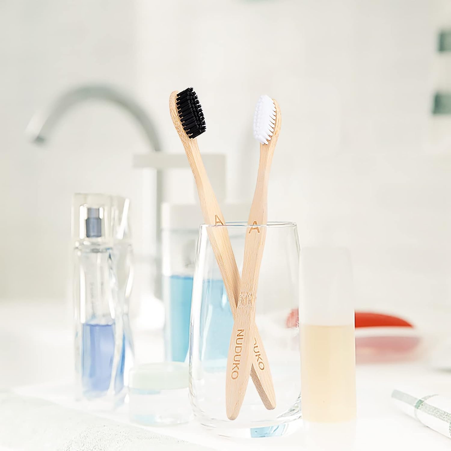 Bamboo Toothbrushes Biodegradable Toothbrush 10 Pack - Eco-Friendly, Natural Wooden Tooth Brush, BPA Free Travel Size Organic Soft Bristle Toothbrush, Soft Toothbrushes for Adults