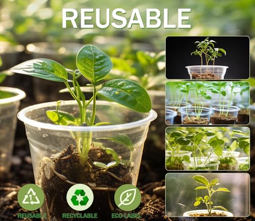 30 Packs Clear Nursery Pots for Plants, 3.5/4/5 Inch High Transparency Plastic Seedling Plant Pot with Drainage Holes, Includes 20 Labels