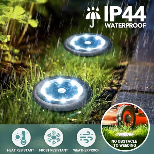 SOLPEX 10 Pack Small Solar Ground Lights, Pathway Lights Cool White | Stainless Steel Solar Powered Walkway Lights Waterproof, Landscape Lighting for Driveway, Garden, Backyard, Patio