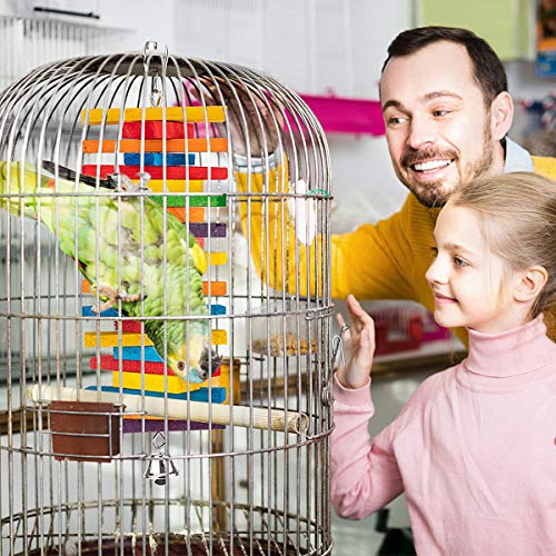 MEWTOGO 2Pcs Bird Toys - Parrot Toys with Multicolored Natural Wooden Blocks, Bird Chewing Sticks Toys for Conures Parakeets Cockatiels Lovebirds African Grey Macaws  Parrots Gift