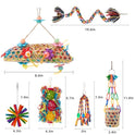 RLRICH 6 Pack Bird Colorful Chewing Toys Parrot Foraging Shredder Toys Shred Hanging Foraging Toys,Comfy Perch Parakeet Toys for Rope Bungee Bird Toy