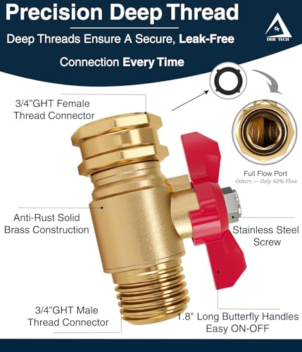 DBR Tech® Garden Hose Shut Off Valve 3/4" Brass | Full Flow & Heavy Duty | 2026 Edition