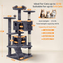 Yaheetech 54in Cat Tree, Multi-Level Cat Tower with Spacious Kitten-ear Perch, 2 Cozy Caves, Scratching Posts, Climbing Ladder, 2 Plush Balls, Durable Pet House Furniture for Indoor Kittens, Dark Gray