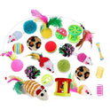 32Pcs Cat Toys Kitten Interactive Pet Toys Assortments, Foldable Rainbow Tunnel, Teaser Wand Fluffy Mouse Crinkle Balls Bell Play for Puppy Kitty (3 way)