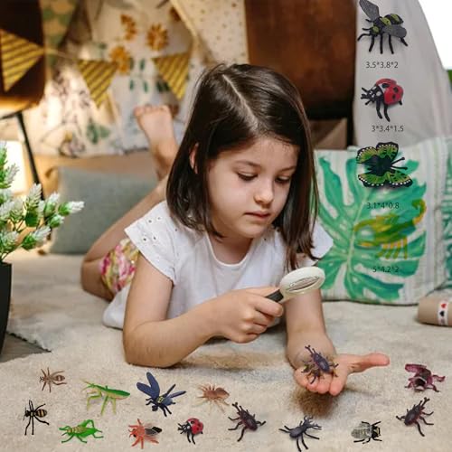 YZXODN 102 Pack Mini Bug Toys, Realistic Insect Toys Figures for Kids,Fake Plastic Bugs for Education Themed Insect Party, Classroom Reward, Gardening Decoration