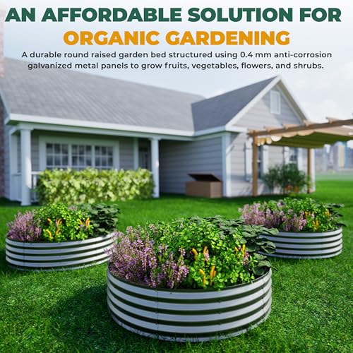 Utopia Home Galvanized Raised Garden Bed Kit 2x2x1 Ft Pack of 3, Planter Box Round Raised Garden Beds Outdoor, Easy Assembly Metal Raised Bed for Gardening Vegetables, Fruits, Flowers,Silver