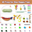 41 Pcs Interactive Cat Toys for Indoor Cats, Kitten Toys with Soft Pillow, Catnip Toys, Chew Rope, Feather Wand, Springs and Balls for Indoor Kittens