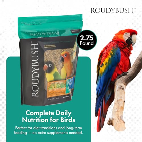 RoudyBush Daily Maintenance Food for Birds - Scientifically Formulated Bird Feed - Bird Food Pellets w/Corn, Wheat, Soy & More - Nutritious & Healthy Feed for Birds (Mini, 44oz)