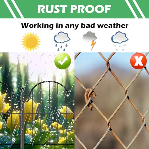 Blingluck Garden Fence, 22 in(H) x 10.83 ft(L) Arched Rustproof Metal No Dig Fence Garden Fence Border, Ground Stake Animal Barrier Fence for Rabbit Dog, Outdoor Decor for Yard & Patio