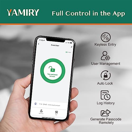 Smart Door Handle Lock with Keypad: Yamiry Fingerprint Smart Knob - Keyless Entry Digital Lock for Front Door - Deadbolt with APP - Generate Passcode Remotely - DIY Installation