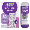 Swiffer Power Mop Refill Pack, Floor Cleaner for Mopping Tile, Vinyl, Laminate, Wood in Home, Bathroom, Kitchen, All Purpose Multi-Surface Cleaning, 5 Pads + 1 Lavender Solution