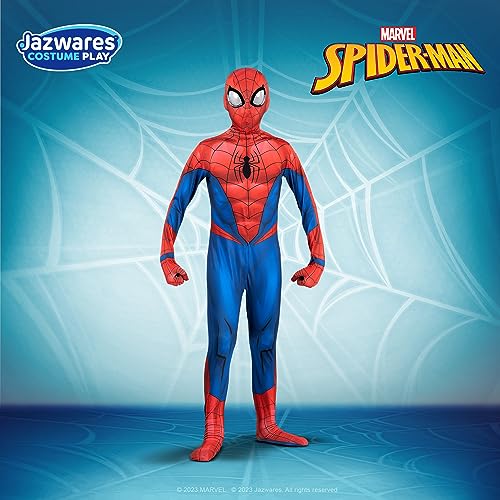 Marvel Spider-Man Official Youth Deluxe Zentai Costume - Deluxe Two-Way Stretch Spandex with Invisible Zippers and Wrist Openings for Added Convenience (M)