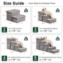 Love's cabin Dog Stairs for High Bed 18" H, Foldable Pet Stairs for Small Medium or Large Dogs Puppy with Storage for Bed or Couch, Cat Dog Steps Ramp with Zip up to 200 lbs, Solid Grey, 3 Steps
