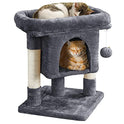 Yaheetech 23.5in Cat Tree – Sturdy & Stable, Space-Saving 3-Level Cat Tower with Plush Perch, Condo, Sisal Scratching Posts & Dangling Ball, Perfect for Apartments, Dark Gray