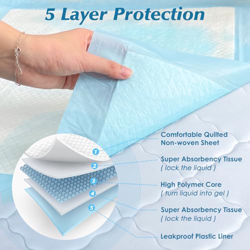 Wowflash Super Absorbency Disposable Leakproof Underpads with Quick Drying for Baby, Adults, Puppy, Dog Bed Pee Pads, Extra Large, XXL Incontinence Pads, 30” x 36”, 50 Count