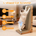 Goosheep Cat Scratching Post, 3-in1 Scratching Board for Indoor Cats, 2PK 22in L-Shaped Cat Scratcher with 1PK Cardboard Box Scratch Pad, Cats Scratch Furniture Protector with Feathered Toy