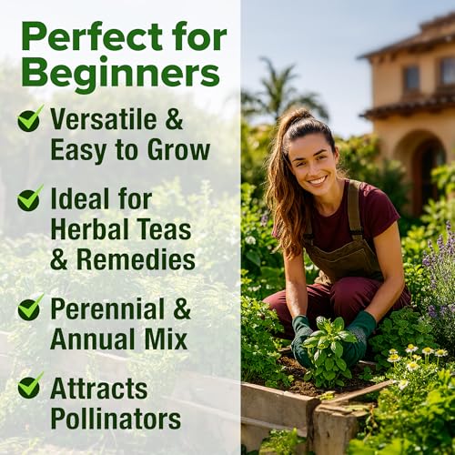 HOME GROWN Herb Seeds 32 Medicinal Herbs and Tea Variety Pack | Annual & Perennial Herb Seeds for Planting Indoors & Outdoor – Non-GMO, Easy to Grow, High Germination Garden Kit