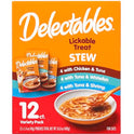 Delectables Lickable Treat Stew Wet Cat Treat Variety Pack, Food Topper, Hydrating, Grain-Free, No Fillers, No By-Products, No Added Preservatives, 1.4oz Pouch, 12ct