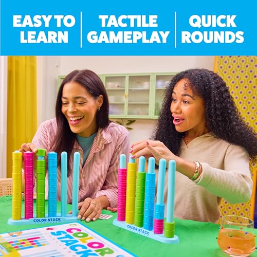 Color Stack Challenge by Relatable – A Fast-Paced Color Matching Puzzle Game for Fun Parties and Family Game Night. Includes 2 Stack Racks, 50 Challenge Cards, 80 Rings & Instructions.