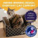 Hide & Scratch Cardboard Cat Scratcher Box & Bed - Dark Grey Diamond | Double-Sided Corrugated Pad for Indoor Cats | Refillable Scratching Board Toy for Play & Furniture Protection