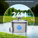Stainless Steel Cat Water Fountain, 2.8L with 20dB Ultra-Quiet Pump- Ideal for Timid Pets, LED Water Level Window, Dishwasher Safe, 24/7 Circulation- Includes 3 Replacement Filters