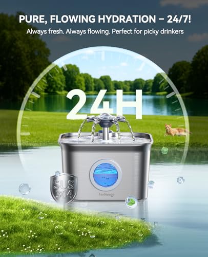 Stainless Steel Cat Water Fountain, 2.8L