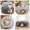 Cat Caves for Indoor Cats, Large Cat Tunnel for Multiple & Large Cats, Scratch Detachable Peekaboo Cat Cave Bed, Kitten Donut Kitty Hideaway Up to 45 Lbs