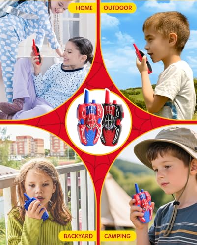 Spider Hero Walkie Talkies for Kids – 2 Pack Indoor & Outdoor Toys for Boys Ages 3-8, Birthday Gift for Children, Fun Two-Way Radios for Playtime & Adventures