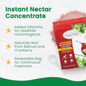 Happy Wings Hummingbird Food Powder 2 Lb (32 Oz) – Natural Red Nectar for Hummingbird I Makes 192 fl oz Solution – Nectar Hydration Powder Made with Cranberry & Beetroot – Easy Mix, No Boil Formula