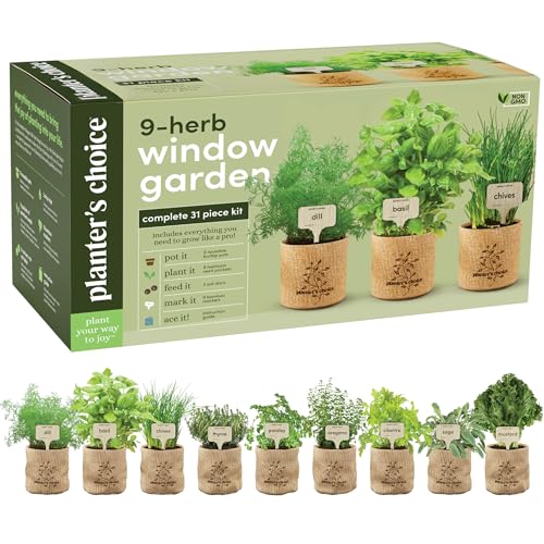 9 Herb Indoor Window Garden Kit - House Plants Seeds - Birthday Gifts | Best Unique Gift Ideas for Women, Mom, Friend, Her, Housewarming, Mother - Live Plant Starter, Gardening Lovers
