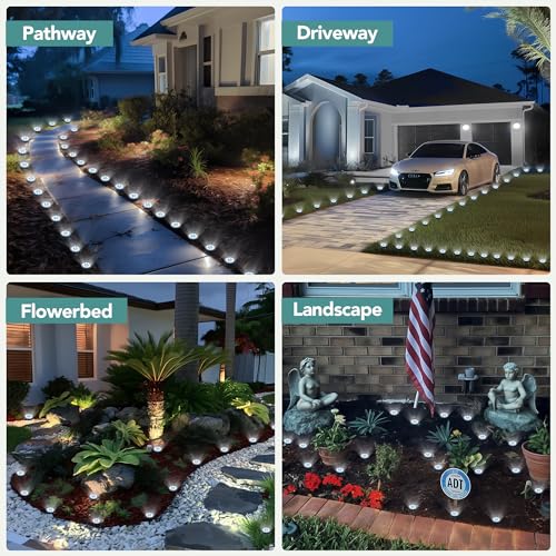 SOLPEX 10 Pack Small Solar Ground Lights, Pathway Lights Cool White | Stainless Steel Solar Powered Walkway Lights Waterproof, Landscape Lighting for Driveway, Garden, Backyard, Patio