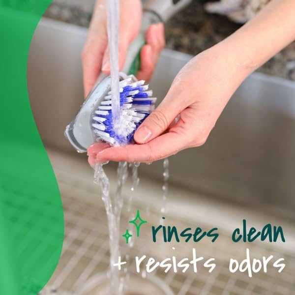 Scotch-Brite Odor Resist Soap Control Dishwand Brush, Non-Scratch Cleaning Brush with Scraper, Stands Upright, 1 Pack