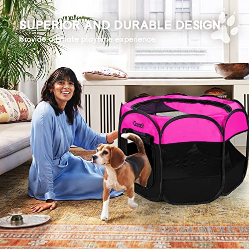 GOOZII Pet Cat Playpen for Indoor Cats Enclosed, Pink