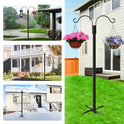 XDW-GIFTS Double Shepherds Hooks for Outdoor, 2-Pack Heavy Duty Garden Pole for Hanging Bird Feeder, Plant Baskets, Solar Light Lanterns, Garden Plant Hanger Stands with 5 Base Prongs