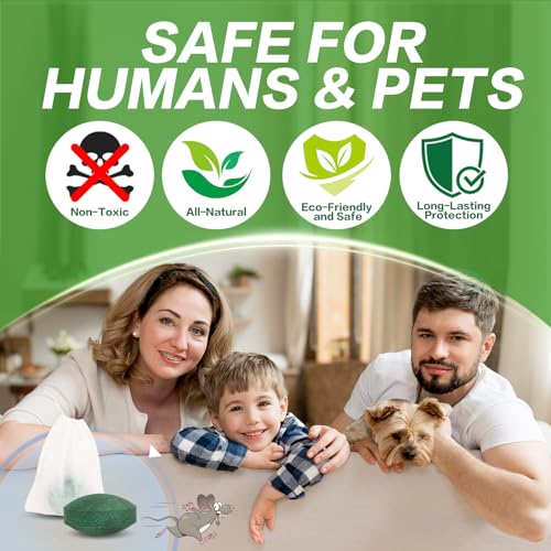 28 Pack Mouse Repellent Tablets, Powerful Peppermint Oil Mice Repellent | Suitable for Indoor & Outdoor Use, Cars, Home, Kitchen, Garage, Suitable for Family and Pets