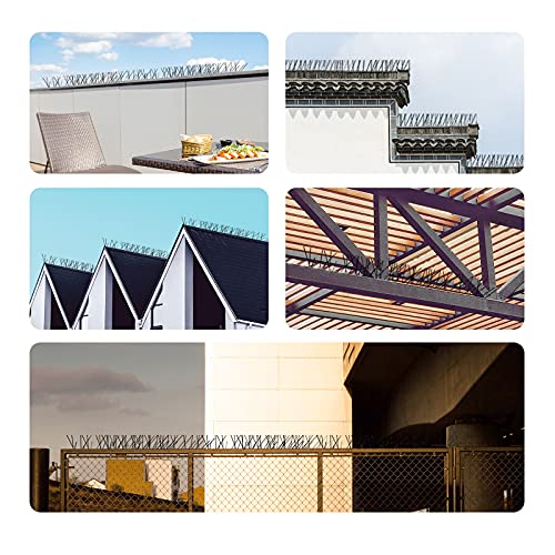 OFFO Black Pre-Assembled Bird Spikes, 304 Stainless Steel Pigeon Spikes for Outside, Cover 10.8 Feet, Easy Installation for Balcony, Roof, Window Sills, Keep Building Surfaces Clean