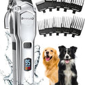 oneisall Dog Clippers for Grooming for Thick Heavy Coats/Low Noise Rechargeable Cordless Pet Shaver with Detachable Stainless Steel Blade/Waterproof Dog Shaver for Dogs Pets and Animals (Silver)