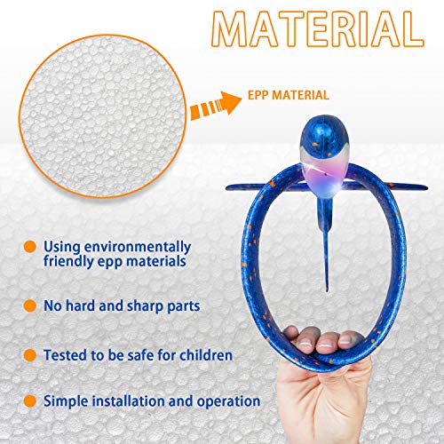 2 Pack LED Light Airplane,17.5" Large Throwing 2 Flight Mode Glider Plane,Flying Toy for Kids,Gifts for 3 4 5 6 7 8 9 Years Old Boy,Outdoor Sport Toys Birthday Party Favors Foam Airplane