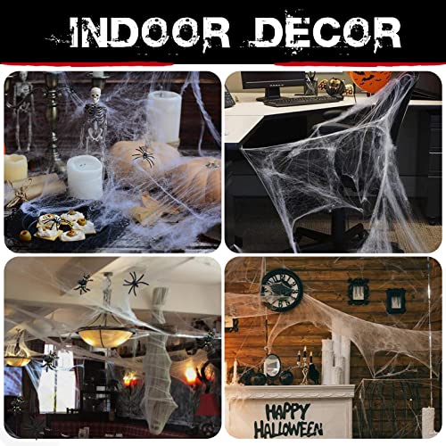 1000 sqft Spider Webs Halloween Decorations Bonus with 30 Fake Spiders, Super Stretch Cobwebs for Halloween Indoor and Outdoor Party Supplies
