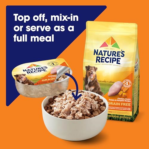 Nature's Recipe Grain Free Wet Dog Food Variety Pack, Chicken Recipes with Beef, Turkey & Lamb in Savory Broth, 2.75 oz. Cups (Pack of 12), 2 Count