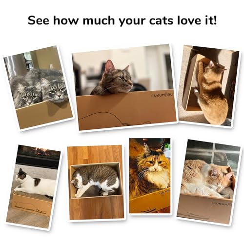 FUKUMARU 5 PCS Cat Scratching Boards, 11.4 Inch Width Ex-Large Cat Scratcher Box, Reversible Cardboard Scratchers for Indoor Cats, Cat Scratch Box for Large, Medium and Small Cats, Protect Furniture