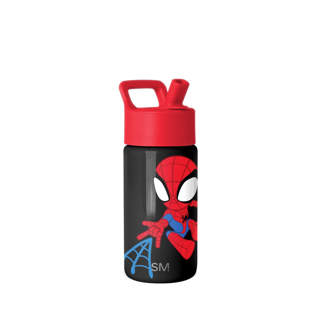 Simple Modern Marvel Spider Man Kids Water Bottle with Straw Lid | 14oz Insulated Stainless Steel Kids Tumbler & Spill Proof Toddler Cup for School, Girls, Boys | Summit | Spidey Kid