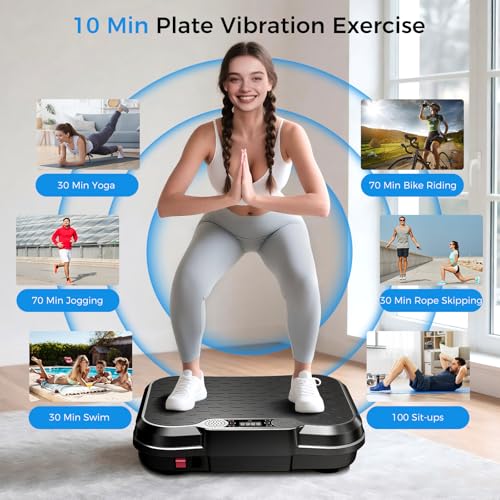 AoraPulse Vibration Plate Exercise Machine, Vibration Plate for Lymphatic Drainage Weight Loss, 400 Lbs Capacity Full Body Workout Vibrate Fitness Platform for Home Women Men