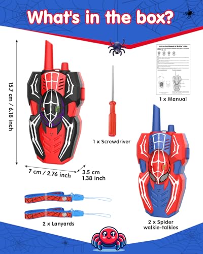 Spider Hero Walkie Talkies for Kids – 2 Pack Indoor & Outdoor Toys for Boys Ages 3-8, Birthday Gift for Children, Fun Two-Way Radios for Playtime & Adventures
