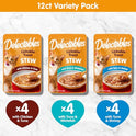 Delectables Lickable Treat Stew Wet Cat Treat Variety Pack, Food Topper, Hydrating, Grain-Free, No Fillers, No By-Products, No Added Preservatives, 1.4oz Pouch, 12ct