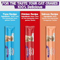 Beefeaters wet cat treats lickable 48 Count Puree Variety Pack - Salmon Tuna Chicken for Hydration & Training, Grain Free Taurine Enriched High Moisture, lickable cat treats squeeze up for Picky Eater