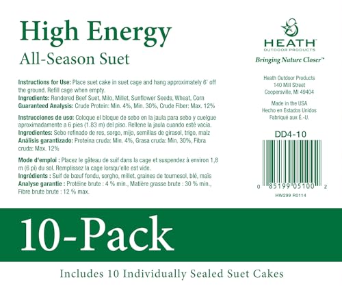 Heath Outdoor Products birds DD4-10 All Season High Energy Suet Cake, Case Of 10